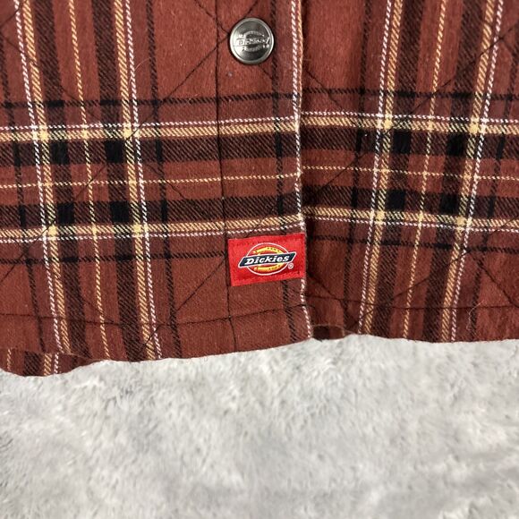 Dickies Rust Red Plaid Quilted Lined Shirt Jacket Shacket Womens Medium - Picture 3 of 6